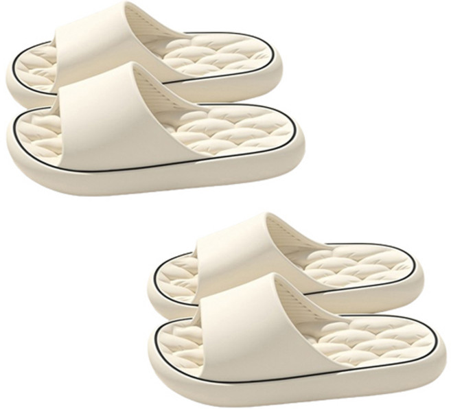 블럭마트 여성용 소프트 욕실 슬리퍼, 화이트, 2개