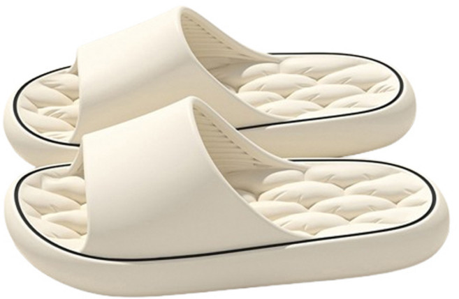 블럭마트 여성용 소프트 욕실 슬리퍼, 화이트, 1개