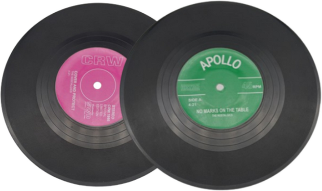 블루코지 엘피 턴테이블 컵 코스터 받침대, 혼합색상, 2개