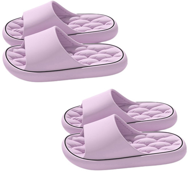 블럭마트 여성용 소프트 욕실 슬리퍼, 퍼플, 2개