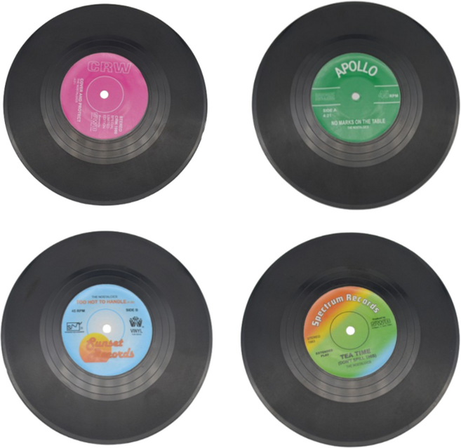 블루코지 엘피 턴테이블 컵 코스터 받침대, 혼합색상, 4개