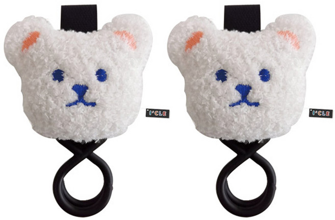 아이끌레 아기자기 곰돌이 다용도 유모차 걸이세트, 화이트, 2개