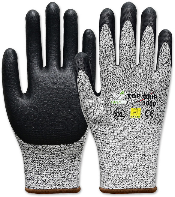 한우 탑그립 1000 CUT4 절단방지 NBR 코팅 안전장갑, 1개