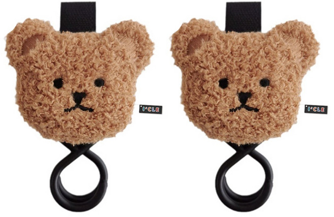 아이끌레 아기자기 곰돌이 다용도 유모차 걸이세트, 브라운, 2개