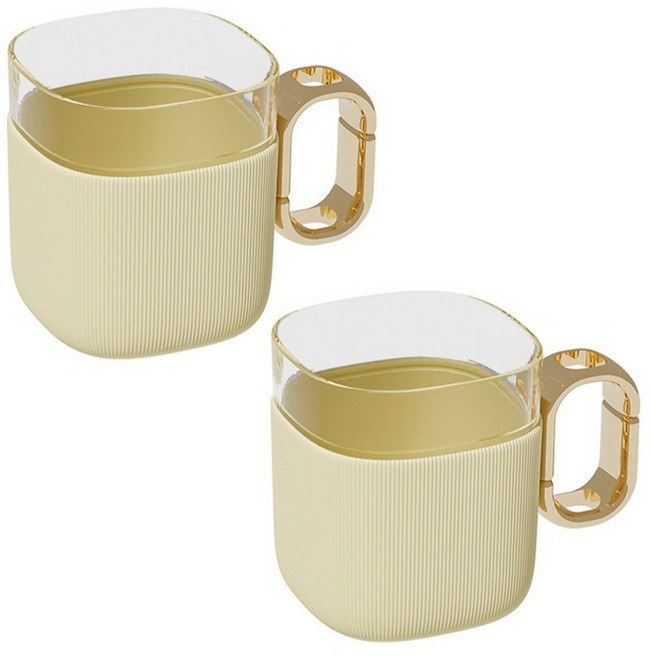 더자카 라운드 스퀘어 욕실 양치컵, 아이보리, 2개