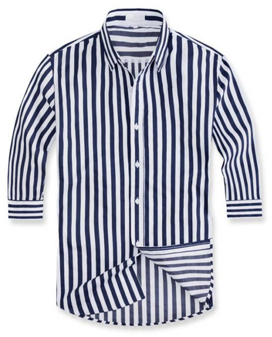 엠엔씨 남녀공용 마린 스트라이프 7부 셔츠 MDLS622DP