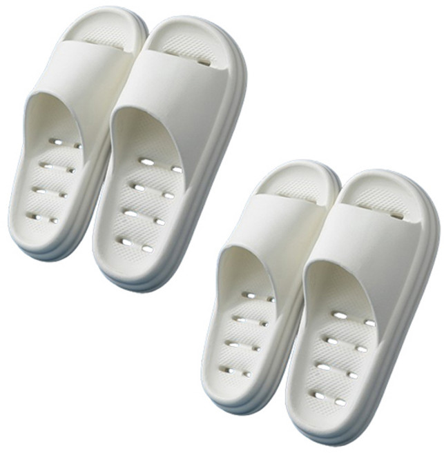블럭마트 여성용 물빠짐 eva 욕실화, 화이트, 2개