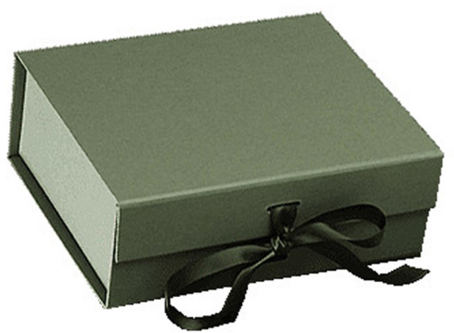 이홈베이킹 리본 매듭기프트 접이식 자석상자 소, 올리브그린(상자), 랜덤발송(리본), 1개