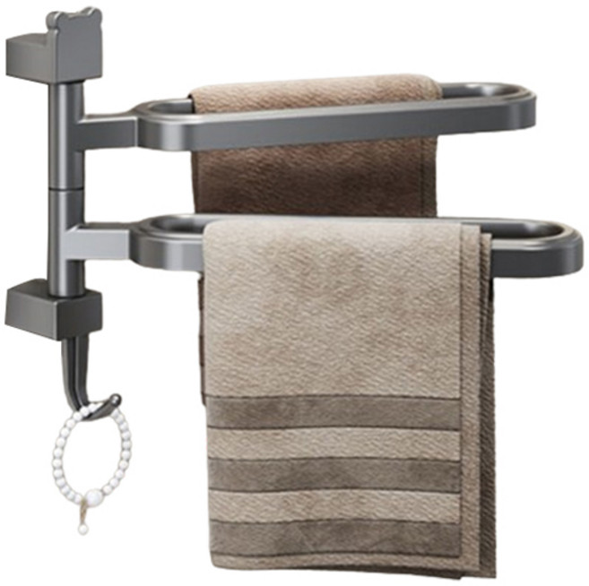 소니오 베어 회전식 무타공 욕실 다용도 수건걸이, 02 그레이 2단, 1개