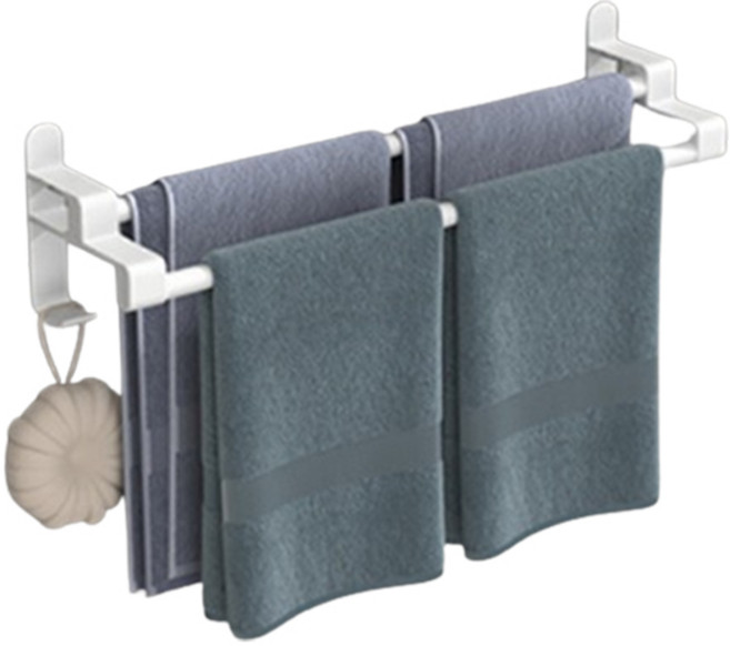 소니오 무타공 레이어 욕실 다용도 수건걸이, 03 화이트 2단, 1개