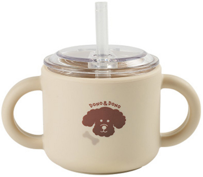 도노도노 맘마존 유아용 실리콘 빨대컵, 150ml, 1개, 퍼피아이보리