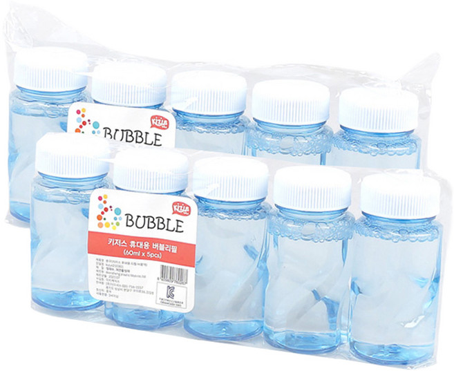 키저스 휴대용 버블건 리필액 버블통형 10p, 블루, 10개