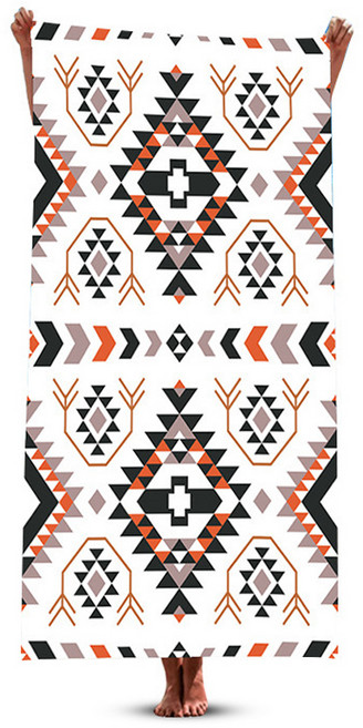 언헤브 기하학 비치타월 70 x 150 cm, 02크림, 1개