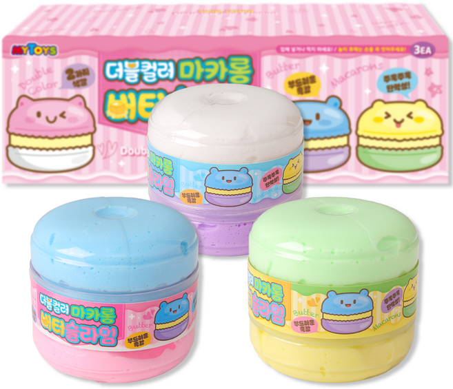 마이토이즈 더블 컬러 마카롱 버터 슬라임, 혼합색상, 1개