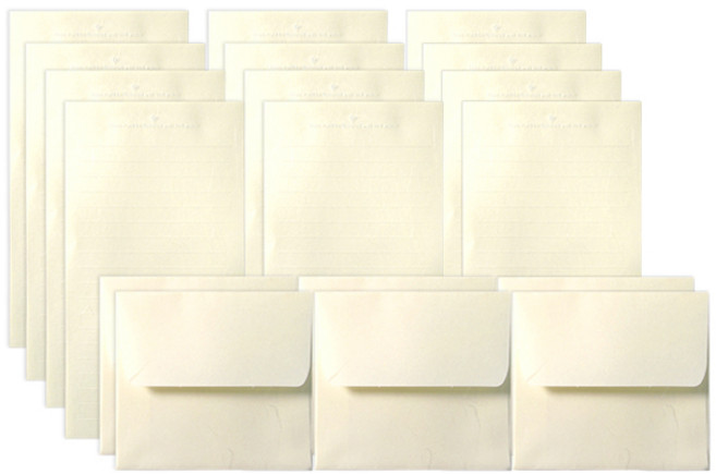 한지 미니 레인보우 편지지 12p + 봉투 6p 세트, 크림, 1세트