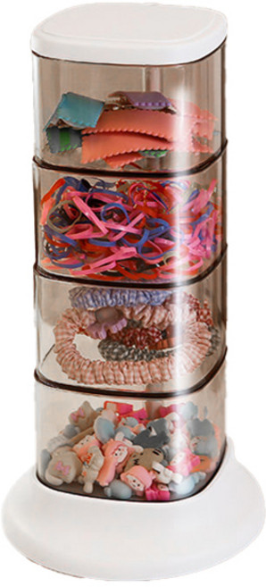 에스앤큐 4단 머리끈 핀 보관 케이스, 화이트, 1개