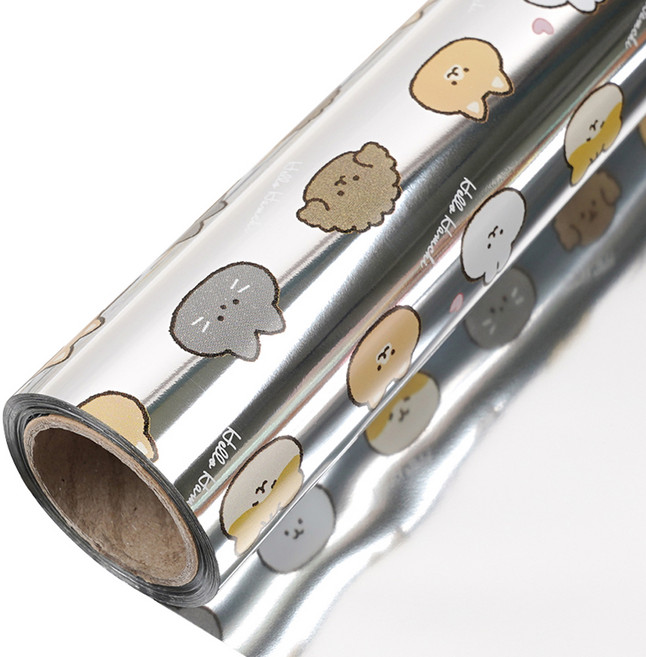 포포팬시 햄치 비닐 증착롤 포장지, 페이스 실버, 1개