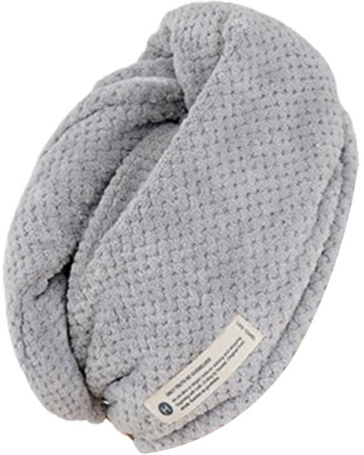 다정다감 빨리 마르는 극세사 투버튼 헤어터번 65 x 26 cm, 그레이, 1개