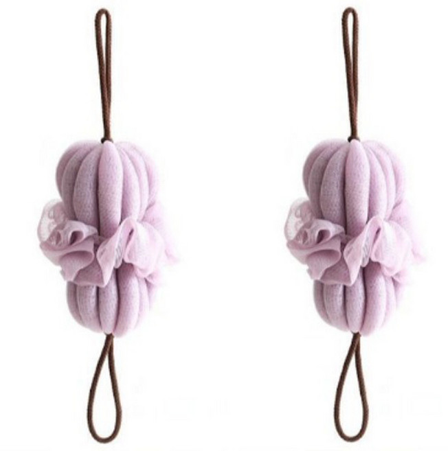 쭉쭉 늘어나 플라워 슬링 샤워볼 때수건, 퍼플, 1개입, 2개