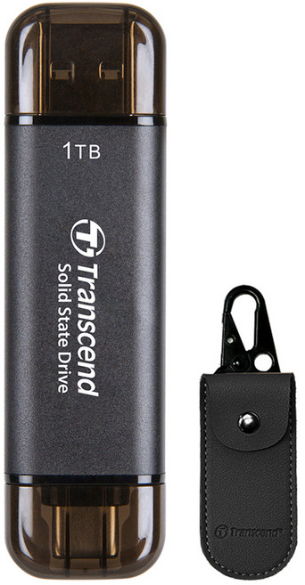 Transcend 創見 超小型外接SSD ESD310 + 專用收納包組合, 1TB, 黑色