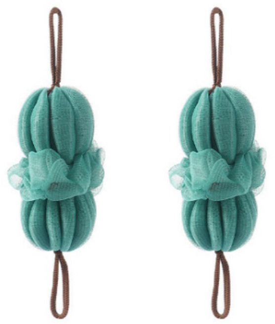 쭉쭉 늘어나 플라워 슬링 샤워볼 때수건, 블루, 1개입, 2개