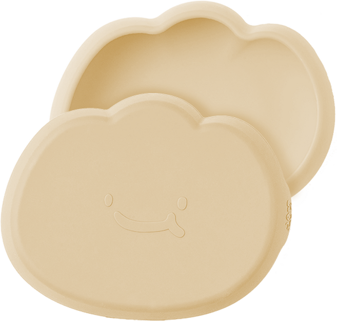 잼먹 국내 제조 실리콘 흡착볼 이유식 식판, 베이지, 1개