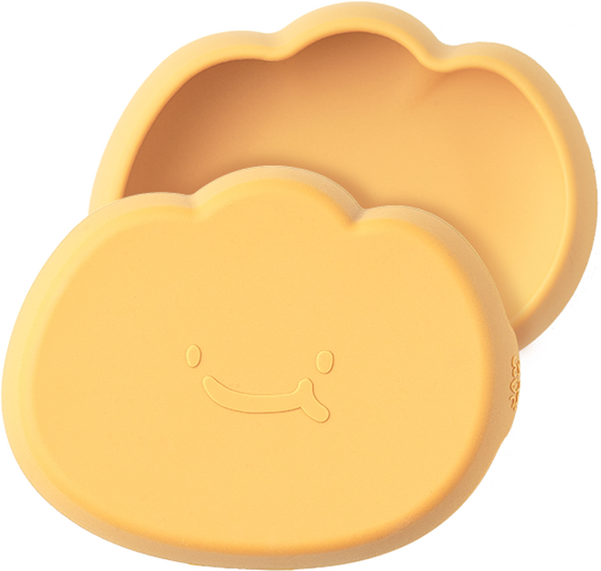 잼먹 실리콘 흡착볼 이유식 식판, 옐로우, 1개