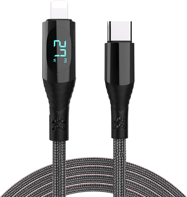 굿밸류 디스플레이 C타입-아이폰 8핀 고속 충전케이블, 1.2m, 블랙, 1개