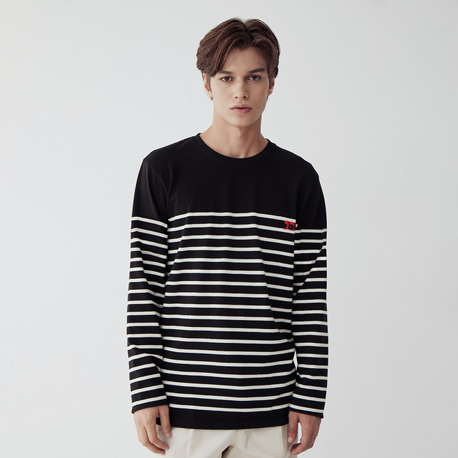 조스진 남성용 통기성 스트라이프 긴팔 티셔츠