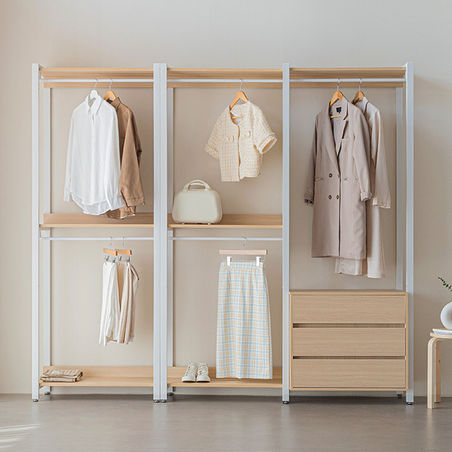 퍼리든 큐브 드레스룸 시스템 행거 2400 방문설치, 화이트오크