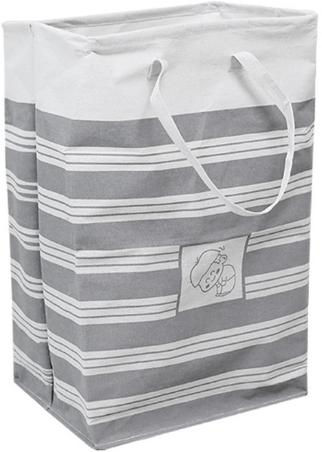 베로나 스트라이프 다용도 대용량 빨래바구니 75L, 그레이