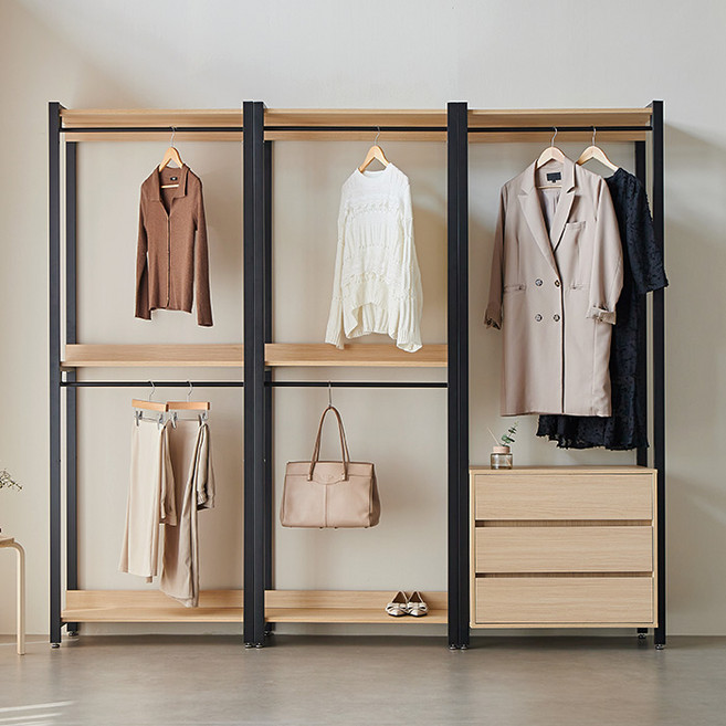 퍼리든 큐브 드레스룸 시스템 행거 2400 방문설치, 블랙오크