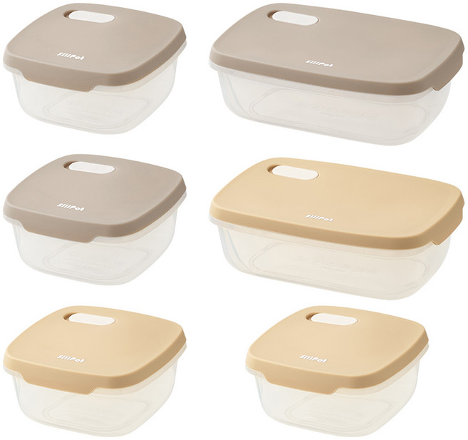 실리팟 모던 냉동밥 용기 세트, 1세트, 370ml(4P) + 620ml(2P)