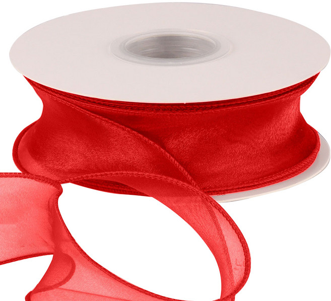 길그리 단색 오간디 꽃다발 선물 포장 리본, 01 레드, 9m, 1개