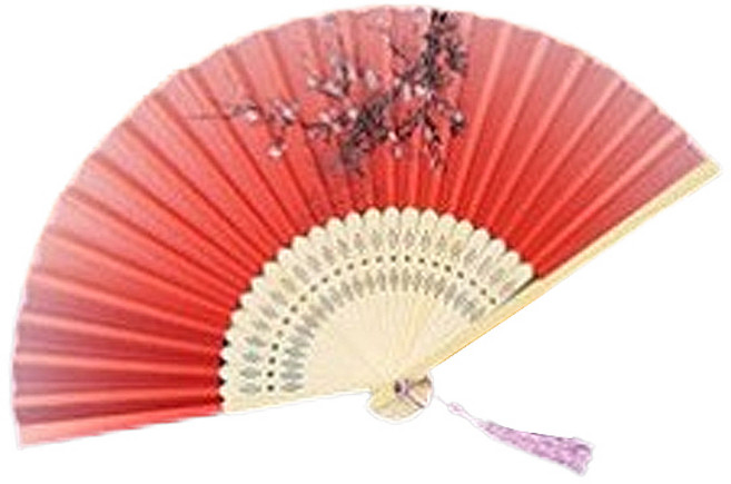 전통 휴대용 부채, 7 레드가지, 1개