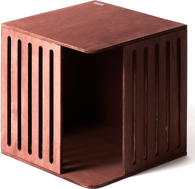 kmmmm 고양이 수제작 나무 숨숨집 창살형, 초코브라운, 1개