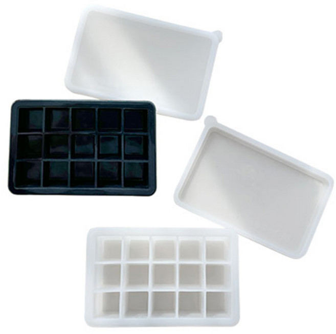 부엌다옴 실리콘 아이스몰드 사각 15구 2종, 화이트, 블랙, 1세트