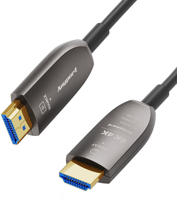 애니포트 HDMI 2.1 8K 60hz 금도금 칩셋 AOC 광섬유 케이블, 1개, 50m