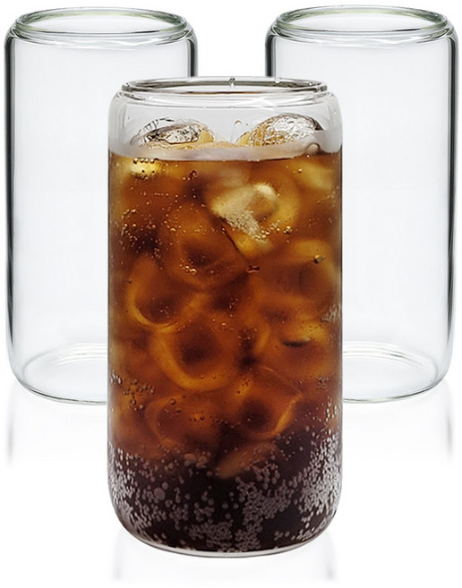 미르코리아 다이아 글라스 비어캔 내열 유리컵 500ml, 3개