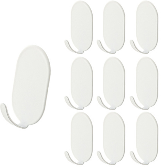 월드크린 슬리 접착식 고리형 후크 걸이, 화이트, 10개