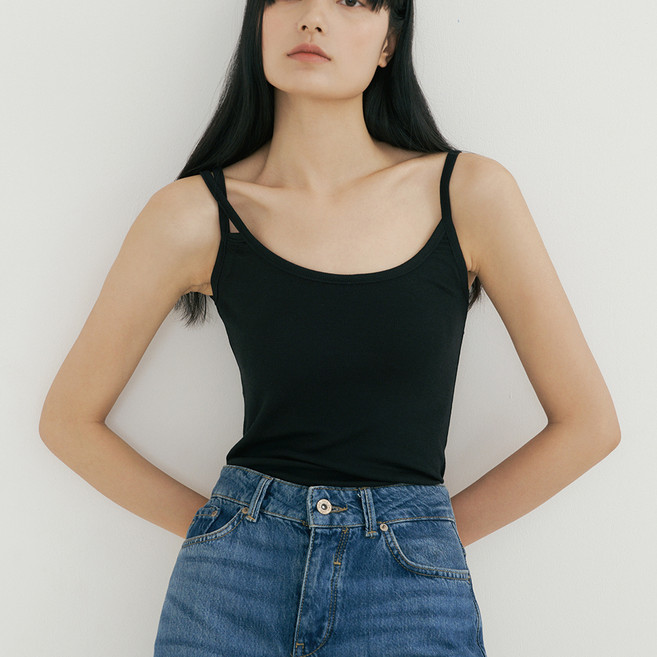 리올그 여성용 블로 크로스 포인트 슬리브리스 티셔츠