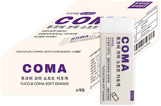 투코비 코마 소프트 지우개 대형 TC-E01, 6개