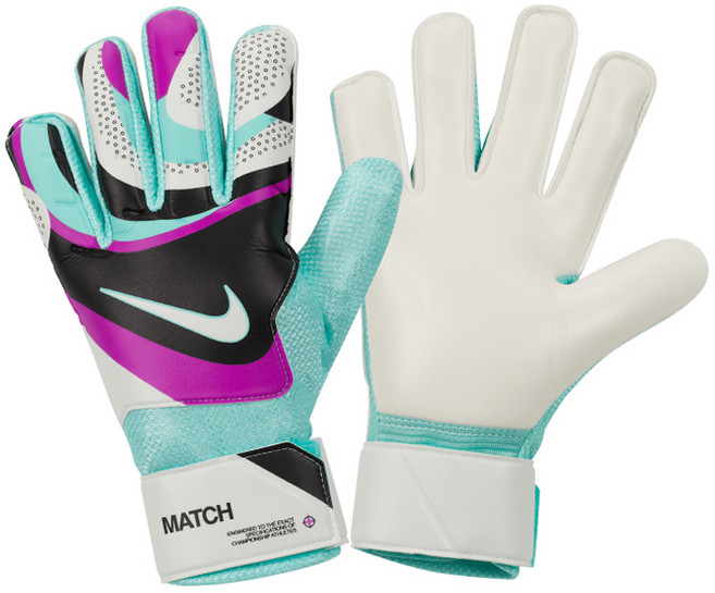 나이키 GK 매치 골키퍼 글러브 양손, 블랙 + 민트 + 퍼플, 1세트
