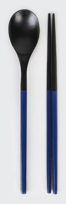 골든벨금속 자연 옻칠 팔각 수저 세트, 네이비, 숟가락 + 젓가락