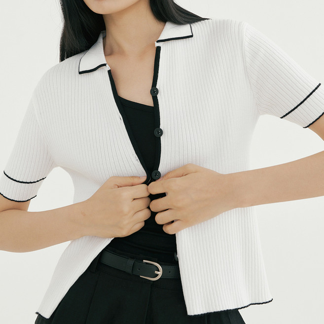 리올그 여성용 블로 버튼 반팔 가디건