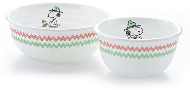 코렐 스누피캠핑 한국형 공기 + 대접 세트, 혼합색상, 1세트