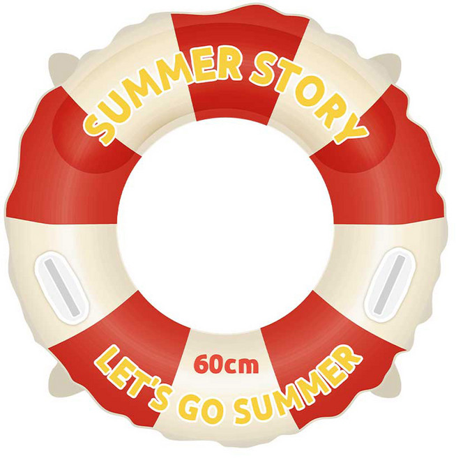 우리가스토리 레츠고 썸머 손잡이 유아동 원형튜브 60cm, 레드 + 스트라이프, 1개