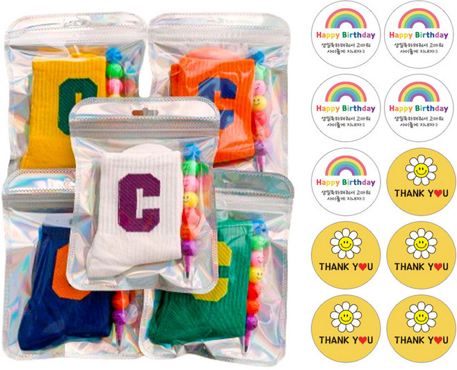 아동 양말 유치원 초등 어린이 생일선물+스티커2P 세트, L세트, 5세트