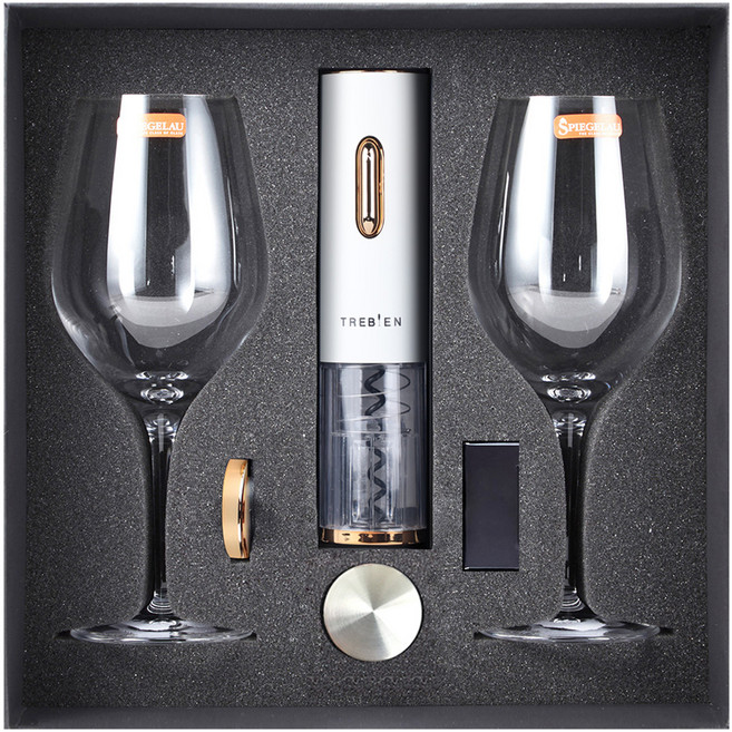 슈피겔라우 와인잔 620ml 2p + 트레비앙 충전식 오프너 선물세트, 1세트