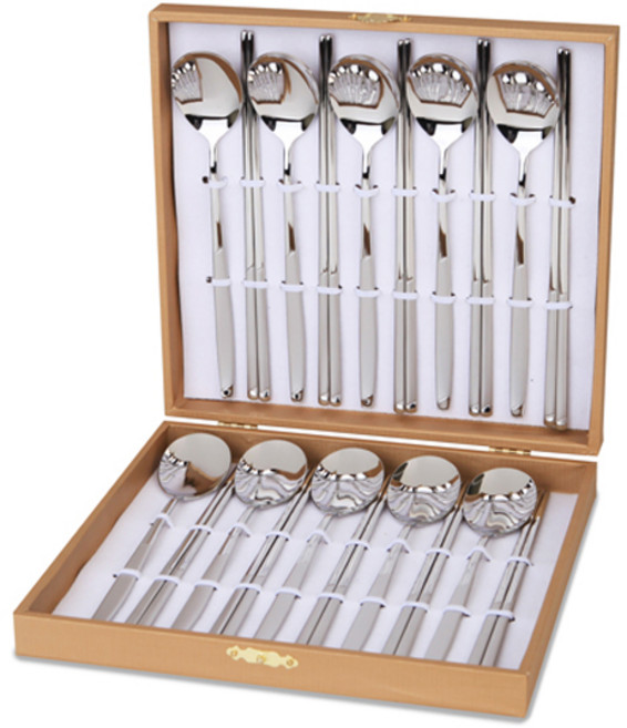 골든벨금속 쿠치나도로 콤비 샌딩 수저 10벌 세트, 1세트, 숟가락 10p + 젓가락 10p